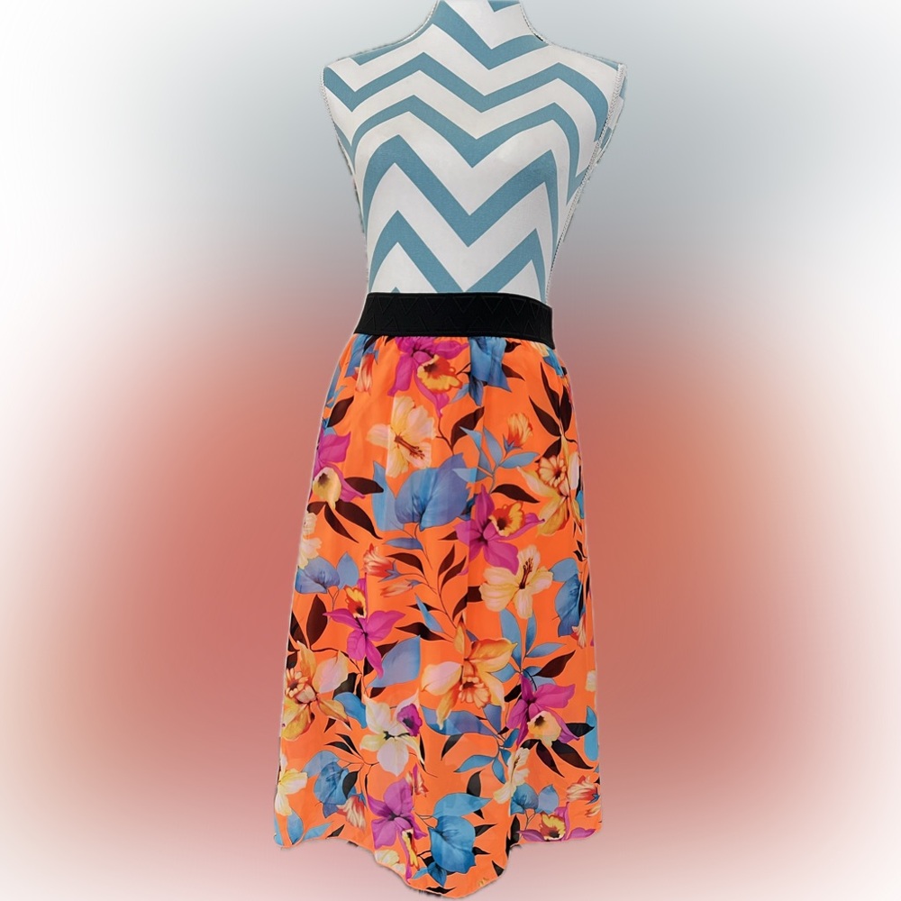LuLaRoe Neon Tropical Skirt size XS Vacation Elastic Waistband